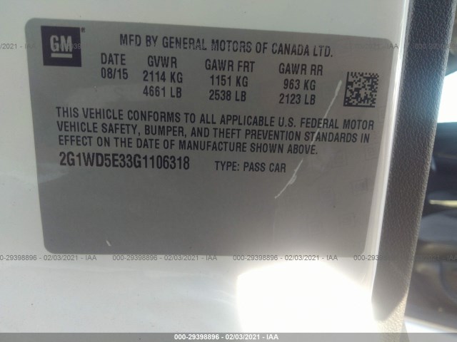 Photo 8 VIN: 2G1WD5E33G1106318 - CHEVROLET IMPALA LIMITED POLICE 