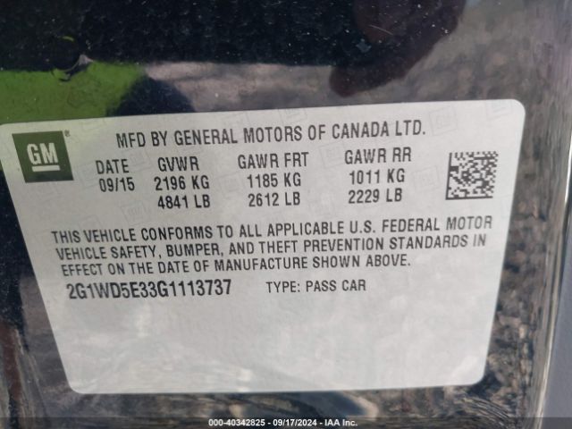 Photo 8 VIN: 2G1WD5E33G1113737 - CHEVROLET IMPALA LIMITED 