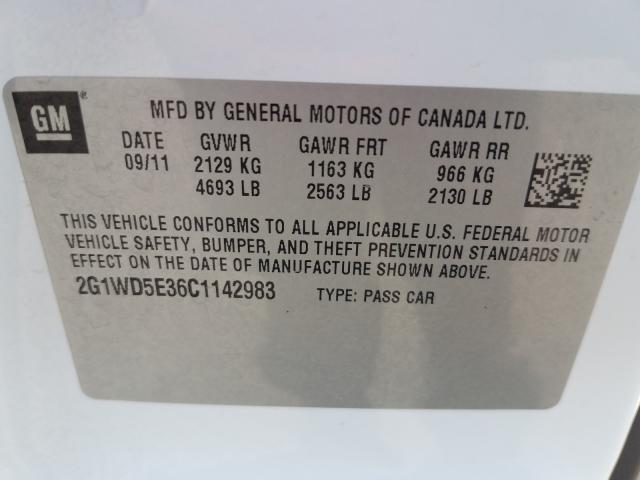 Photo 9 VIN: 2G1WD5E36C1142983 - CHEVROLET IMPALA POL 