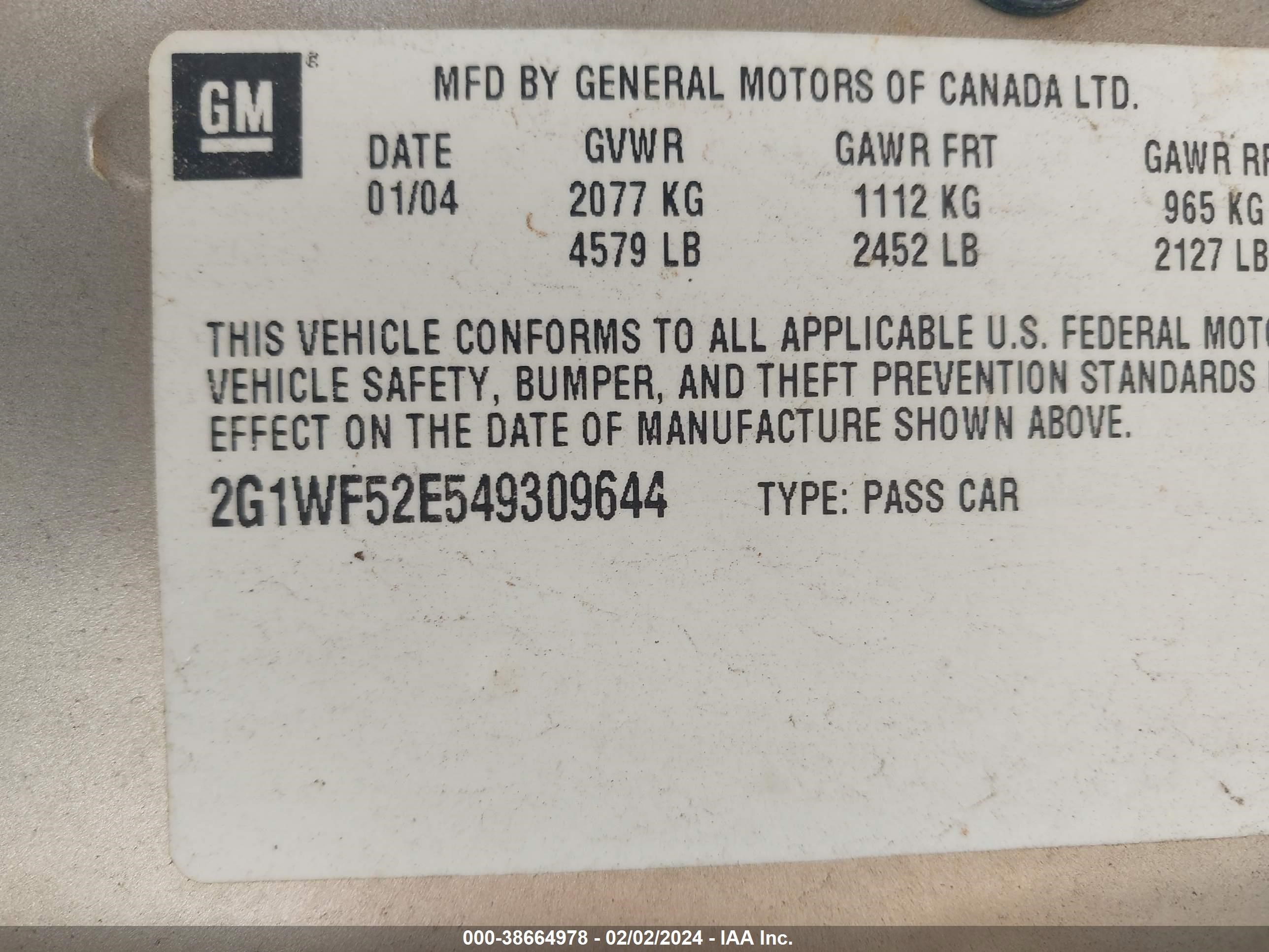 Photo 8 VIN: 2G1WF52E549309644 - CHEVROLET IMPALA 