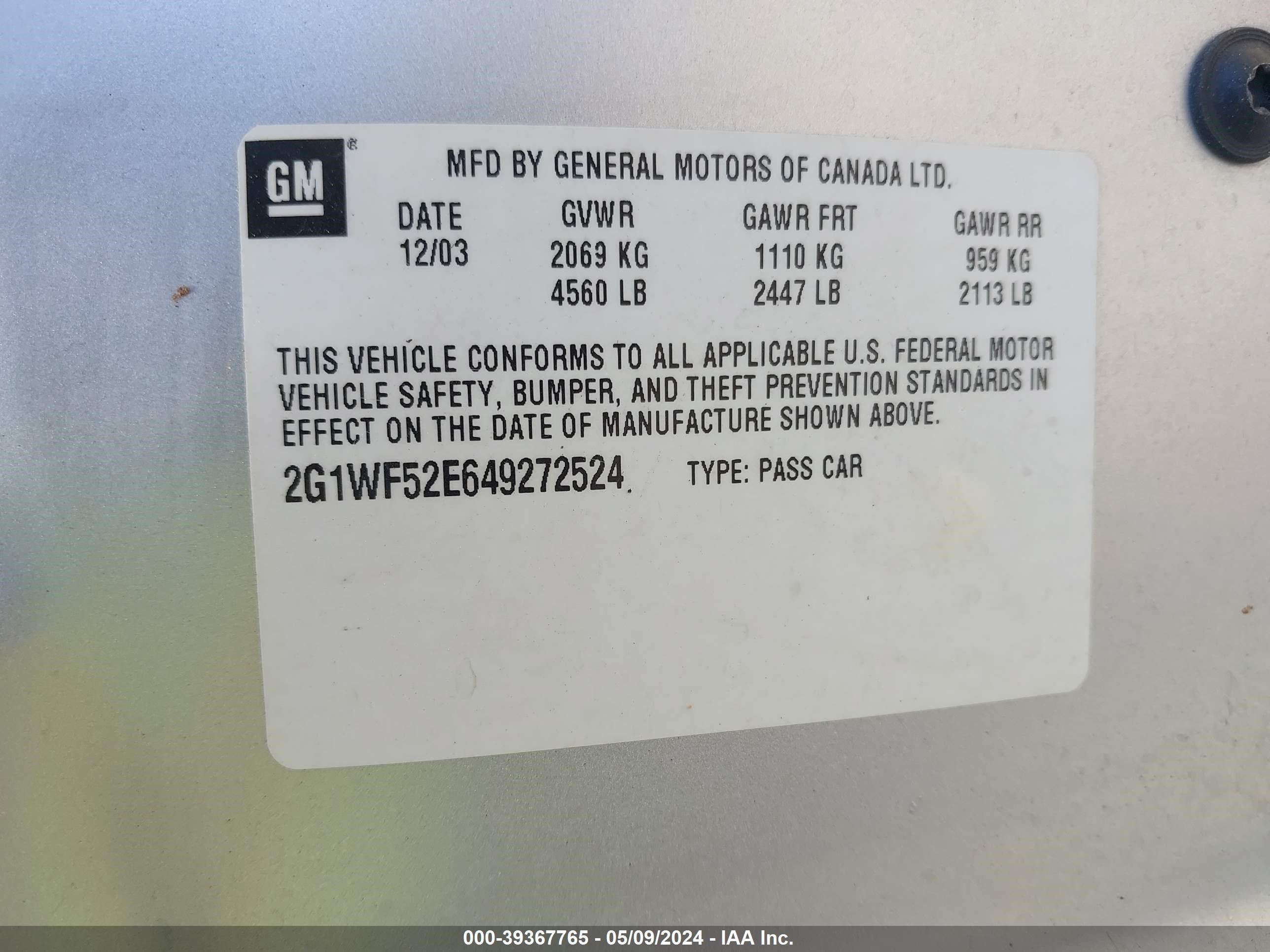 Photo 8 VIN: 2G1WF52E649272524 - CHEVROLET IMPALA 