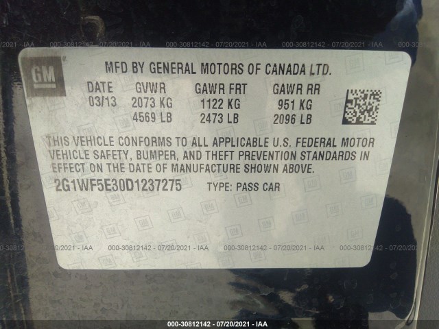 Photo 8 VIN: 2G1WF5E30D1237275 - CHEVROLET IMPALA 