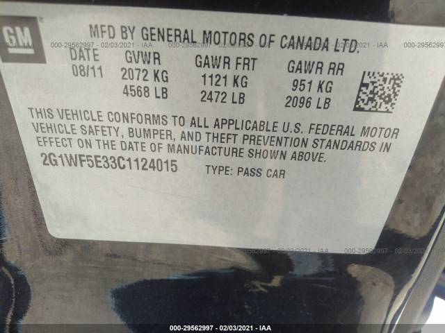 Photo 8 VIN: 2G1WF5E33C1124015 - CHEVROLET IMPALA 