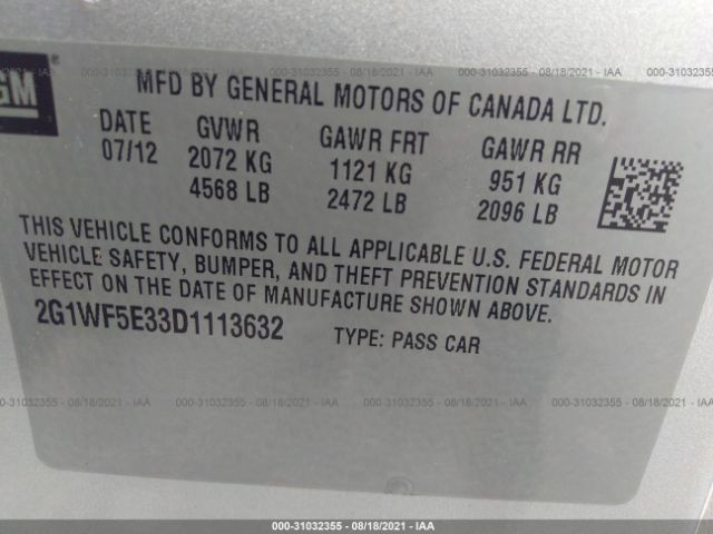 Photo 8 VIN: 2G1WF5E33D1113632 - CHEVROLET IMPALA 