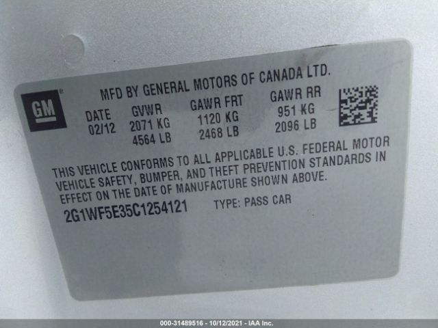 Photo 8 VIN: 2G1WF5E35C1254121 - CHEVROLET IMPALA 