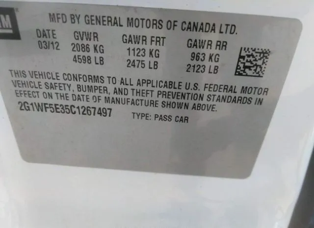 Photo 8 VIN: 2G1WF5E35C1267497 - CHEVROLET IMPALA 