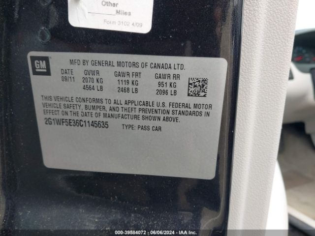 Photo 8 VIN: 2G1WF5E36C1145635 - CHEVROLET IMPALA 