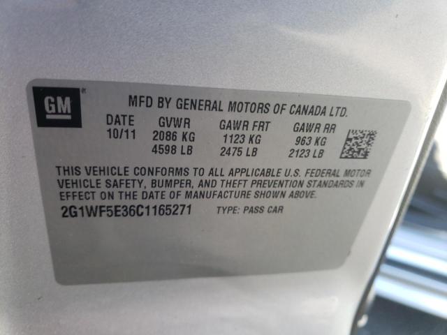 Photo 9 VIN: 2G1WF5E36C1165271 - CHEVROLET IMPALA LS 