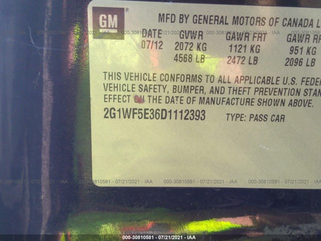 Photo 8 VIN: 2G1WF5E36D1112393 - CHEVROLET IMPALA 