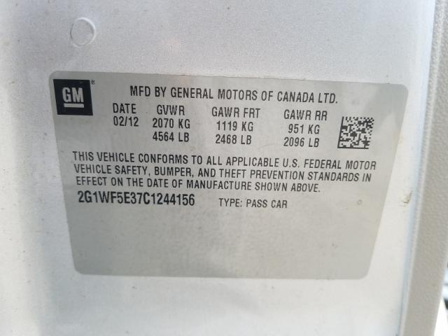 Photo 9 VIN: 2G1WF5E37C1244156 - CHEVROLET IMPALA LS 