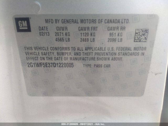 Photo 8 VIN: 2G1WF5E37D1220005 - CHEVROLET IMPALA 