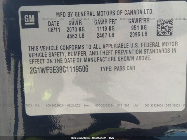 Photo 8 VIN: 2G1WF5E38C1119506 - CHEVROLET IMPALA 