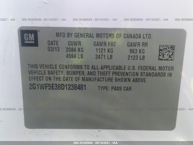 Photo 8 VIN: 2G1WF5E38D1238481 - CHEVROLET IMPALA 