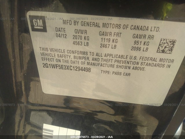 Photo 8 VIN: 2G1WF5E3XC1294498 - CHEVROLET IMPALA 