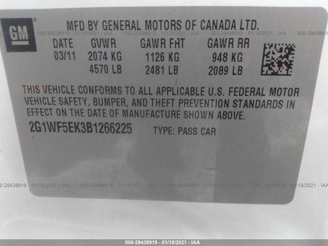 Photo 8 VIN: 2G1WF5EK3B1266225 - CHEVROLET IMPALA 