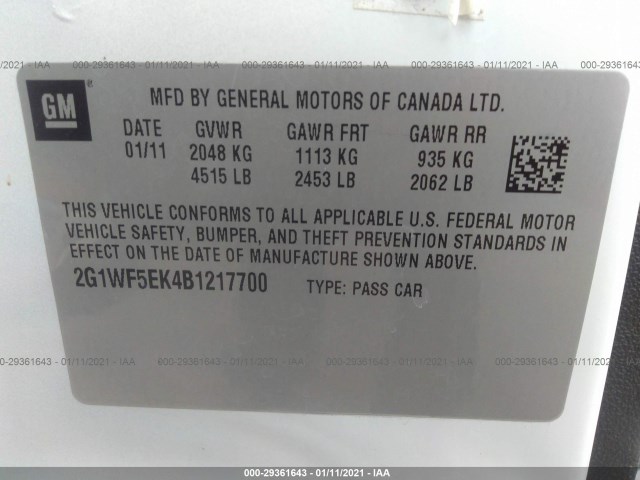 Photo 8 VIN: 2G1WF5EK4B1217700 - CHEVROLET IMPALA 