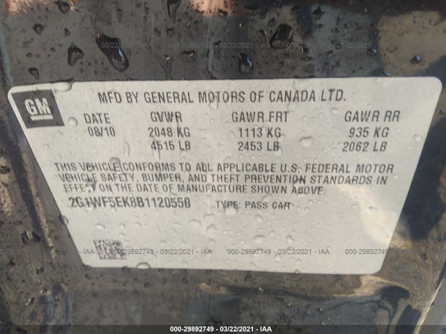 Photo 8 VIN: 2G1WF5EK8B1120550 - CHEVROLET IMPALA 