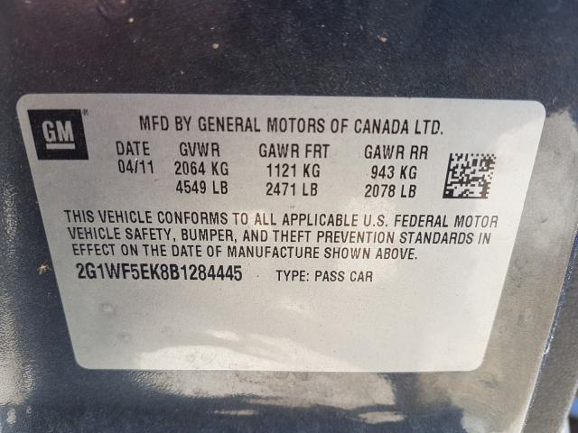 Photo 9 VIN: 2G1WF5EK8B1284445 - CHEVROLET IMPALA LS 