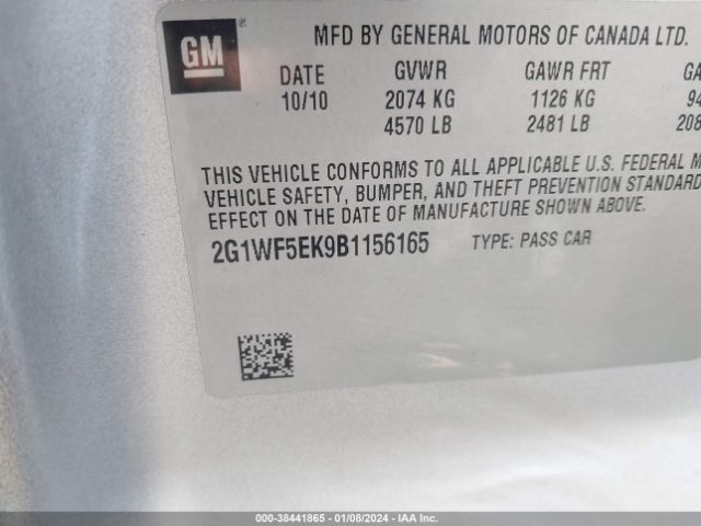 Photo 8 VIN: 2G1WF5EK9B1156165 - CHEVROLET IMPALA 