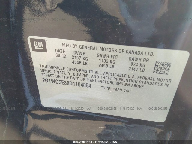 Photo 8 VIN: 2G1WG5E30D1104884 - CHEVROLET IMPALA 