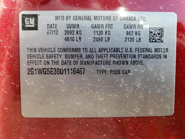 Photo 11 VIN: 2G1WG5E30D1116467 - CHEVROLET IMPALA 