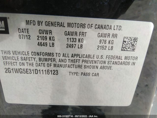 Photo 8 VIN: 2G1WG5E31D1116123 - CHEVROLET IMPALA 