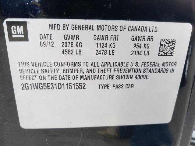 Photo 9 VIN: 2G1WG5E31D1151552 - CHEVROLET IMPALA LT 