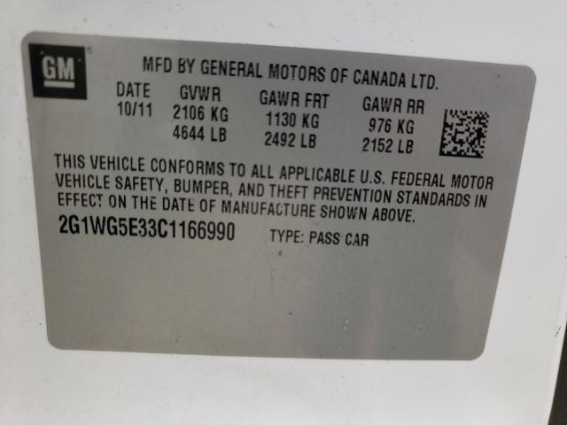 Photo 9 VIN: 2G1WG5E33C1166990 - CHEVROLET IMPALA LT 