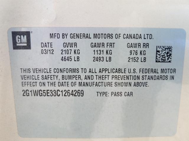 Photo 9 VIN: 2G1WG5E33C1264269 - CHEVROLET IMPALA LT 