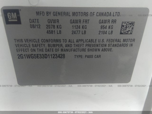 Photo 8 VIN: 2G1WG5E33D1123428 - CHEVROLET IMPALA 