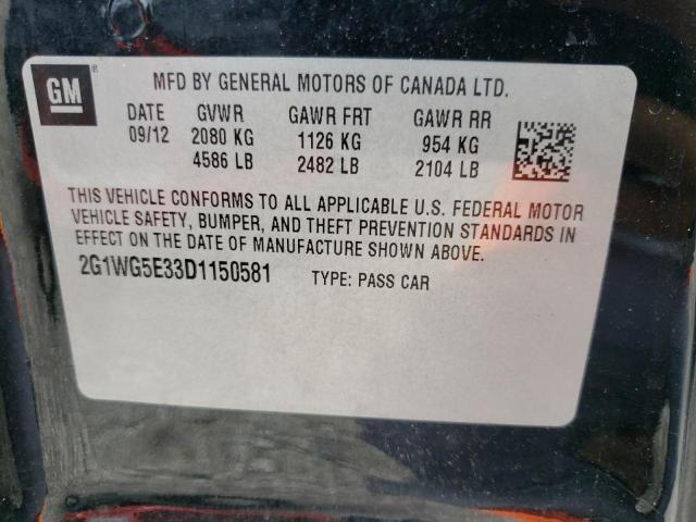 Photo 9 VIN: 2G1WG5E33D1150581 - CHEVROLET IMPALA LT 