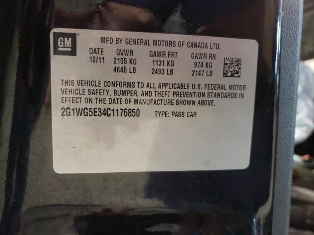 Photo 9 VIN: 2G1WG5E34C1176850 - CHEVROLET IMPALA LT 