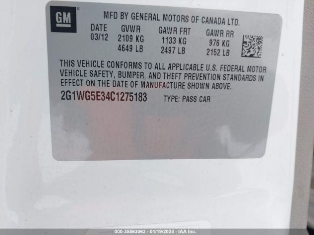 Photo 8 VIN: 2G1WG5E34C1275183 - CHEVROLET IMPALA 