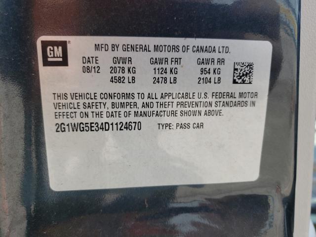 Photo 9 VIN: 2G1WG5E34D1124670 - CHEVROLET IMPALA LT 