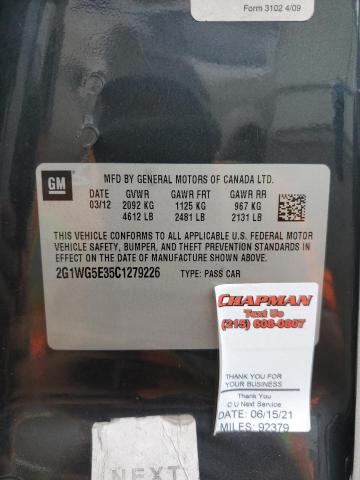 Photo 11 VIN: 2G1WG5E35C1279226 - CHEVROLET IMPALA LT 