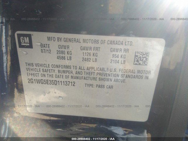 Photo 8 VIN: 2G1WG5E35D1113712 - CHEVROLET IMPALA 