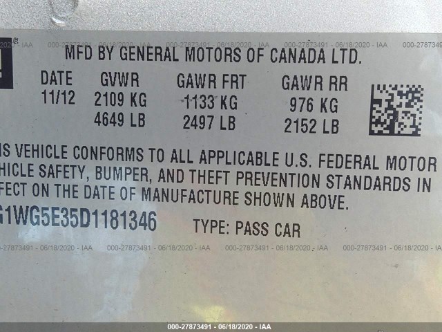 Photo 8 VIN: 2G1WG5E35D1181346 - CHEVROLET IMPALA 