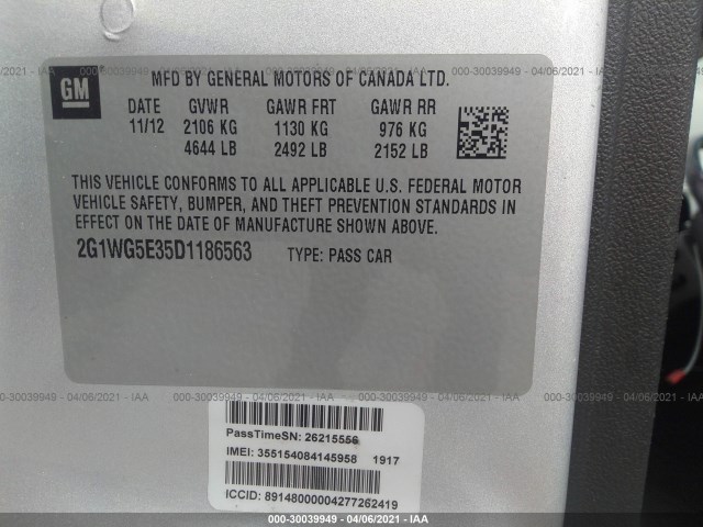 Photo 8 VIN: 2G1WG5E35D1186563 - CHEVROLET IMPALA 