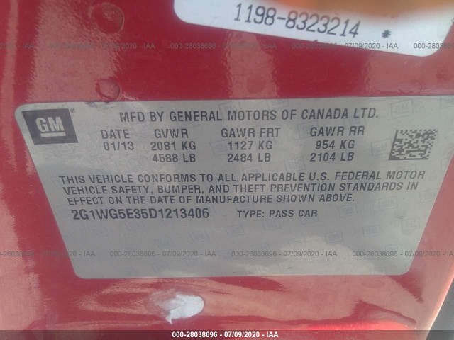 Photo 8 VIN: 2G1WG5E35D1213406 - CHEVROLET IMPALA 