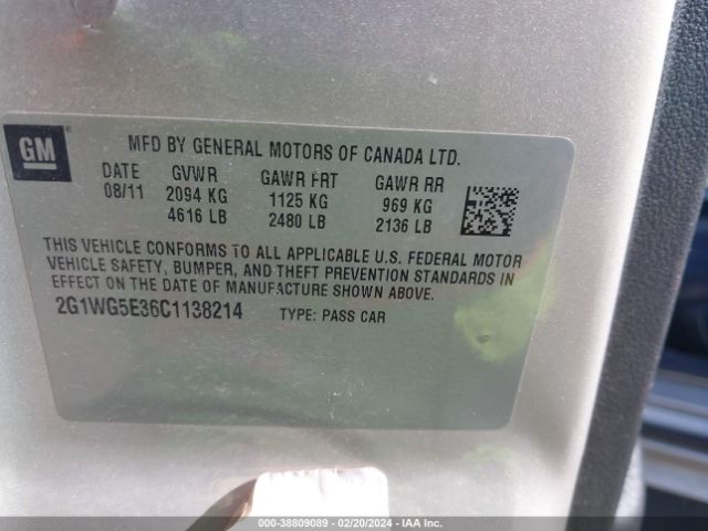 Photo 8 VIN: 2G1WG5E36C1138214 - CHEVROLET IMPALA 