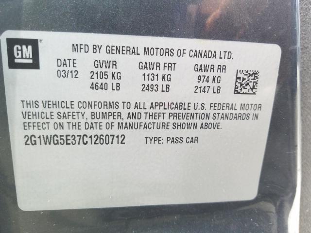 Photo 9 VIN: 2G1WG5E37C1260712 - CHEVROLET IMPALA LT 