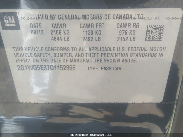 Photo 8 VIN: 2G1WG5E37D1152866 - CHEVROLET IMPALA 