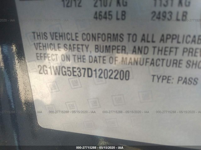 Photo 8 VIN: 2G1WG5E37D1202200 - CHEVROLET IMPALA 