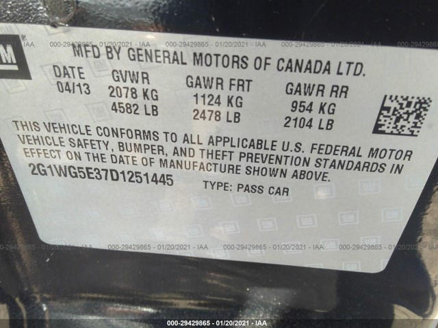 Photo 8 VIN: 2G1WG5E37D1251445 - CHEVROLET IMPALA 