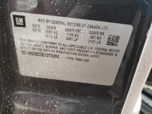 Photo 9 VIN: 2G1WG5E38C1273260 - CHEVROLET IMPALA LT 