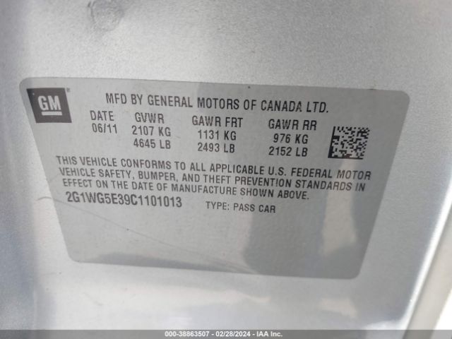 Photo 8 VIN: 2G1WG5E39C1101013 - CHEVROLET IMPALA 