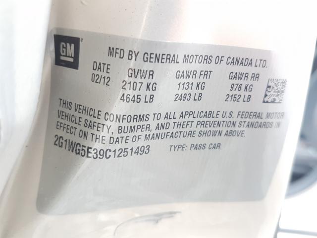 Photo 9 VIN: 2G1WG5E39C1251493 - CHEVROLET IMPALA LT 