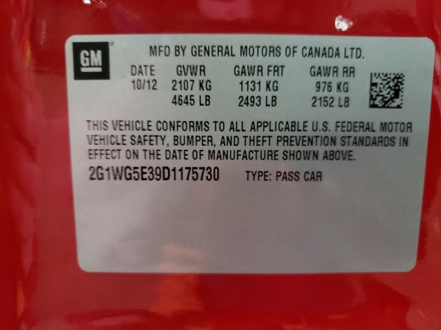 Photo 9 VIN: 2G1WG5E39D1175730 - CHEVROLET IMPALA LT 