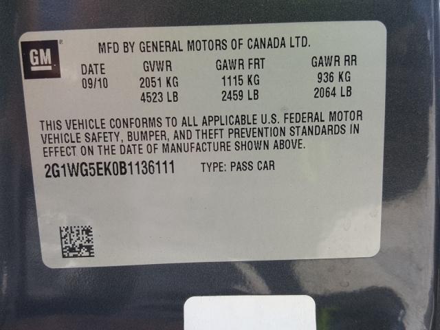 Photo 9 VIN: 2G1WG5EK0B1136111 - CHEVROLET IMPALA LT 