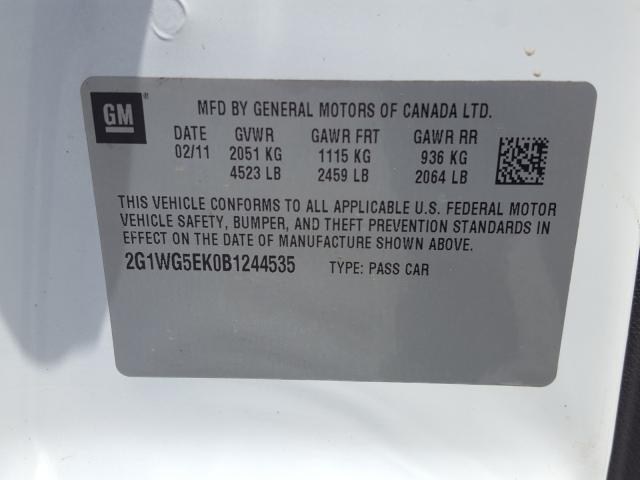 Photo 9 VIN: 2G1WG5EK0B1244535 - CHEVROLET IMPALA LT 